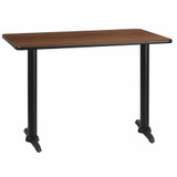 Flash Furniture Walnut Table,Rectangle w/T-Base,30"x42" XU-WALTB-3042-T0522-GG