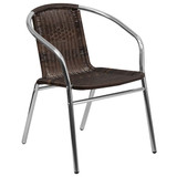 Flash Furniture Alum Table Set,Sqr w-2 Brn Chairs,23.5" TLH-ALUM-24SQ-020CHR2-GG