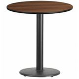Flash Furniture Walnut Lmnt Table Top,Round w/Base,24" XU-RD-24-WALTB-TR18-GG