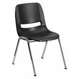 Flash Furniture Stack Chair,Chrome Frame,Black,16" RUT-16-BK-CHR-GG