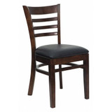 Flash Furniture Wood Chair,Walnut,Ladder Back,Blk Vnyl XU-DGW0005LAD-WAL-BLKV-GG