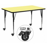 Flash Furniture Activity Table,Rect,Yellow,30"x72" XU-A3072-REC-YEL-T-A-CAS-GG