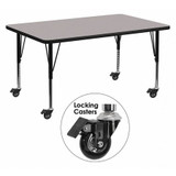 Flash Furniture Activity Table,Rectangle,Gray,24"x48" XU-A2448-REC-GY-H-P-CAS-GG