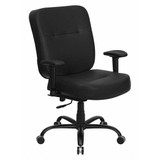 Flash Furniture High Back Leather Chair,400 lb. Cap,Blk WL-735SYG-BK-LEA-A-GG