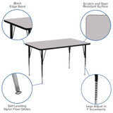 Flash Furniture Activity Table,Rectangle,Gray,24"x48" XU-A2448-REC-GY-T-A-GG