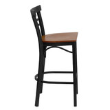Flash Furniture Restaurant Stool,Ladder Back,Chy Seat XU-DG6R9BLAD-BAR-CHYW-GG