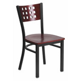 Flash Furniture Restaurant Chair,Cutout Back,Mah Seat XU-DG-60117-MAH-MTL-GG