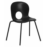 Flash Furniture Stack Chair,Plastic,Black RUT-NC258-BK-GG