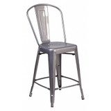 Flash Furniture Indoor Stool w/Back,Metal,Clear Coat,24" XU-DG-TP001B-24-GG