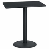 Flash Furniture Blk Laminate Table Top,Rnd Base,30"x42" XU-BLKTB-3042-TR24B-GG