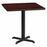 Flash Furniture Mahogany Laminate Table,X-Base,Sqr,30" XU-MAHTB-3030-T2222-GG