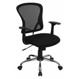 Flash Furniture Mid-Back Task Chair w/Chrome Base,Black H-8369F-BLK-GG