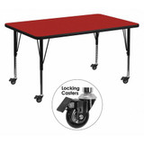 Actvt Table,Rect,Red,Lckng Cstrs,36"x72"