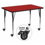 Actvt Table,Rect,Red,Lckng Cstrs,36"x72"