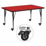 Flash Furniture Activity Table,Rect,Red,24"x60" XU-A2460-REC-RED-H-P-CAS-GG
