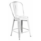 Flash Furniture Distressed White Metal Stool ET-3534-24-WH-GG