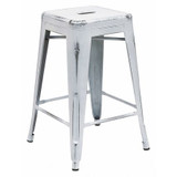 Flash Furniture Distressed White Metal Stool ET-BT3503-24-WH-GG