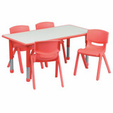 Table Set,Rectangle,Red,4 Chrs,23"x47"