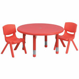 Activity Table Set,Round,Red,2 Chrs,33"