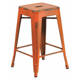 Flash Furniture Distressed Orange Metal Stool ET-BT3503-24-OR-GG