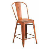 Flash Furniture Distressed Orange Metal Stool ET-3534-24-OR-GG