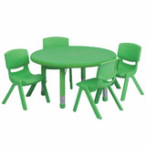 Activity Table Set,Round,Grn,4 Chrs,33"
