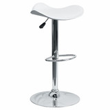 Flash Furniture White Vinyl Barstool,Adj Height CH-TC3-1002-WH-GG