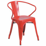 Flash Furniture Red Metal Chair With Arms CH-31270-RED-GG