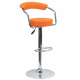 Flash Furniture Orange Vinyl Barstool,Adj Height CH-TC3-1060-ORG-GG