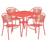 Flash Furniture Red Patio Table Set,35.5SQ CO-35SQ-03CHR4-RED-GG