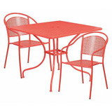 Flash Furniture Red Patio Table Set,35.5SQ CO-35SQ-03CHR2-RED-GG