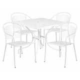 Flash Furniture White Patio Table Set,35.5SQ CO-35SQ-03CHR4-WH-GG