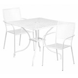Flash Furniture White Patio Table Set,35.5SQ CO-35SQ-02CHR2-WH-GG