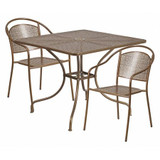 Flash Furniture Gold Patio Table Set,35.5SQ CO-35SQ-03CHR2-GD-GG