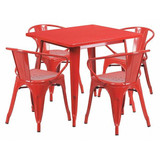 Flash Furniture Mint Metal Table Set,31.5SQ ET-CT002-4-70-RED-GG