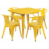 Flash Furniture Purple Metal Table Set,31.5SQ ET-CT002-4-70-YL-GG