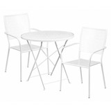 Flash Furniture White Fold Patio Set,30RD CO-30RDF-02CHR2-WH-GG