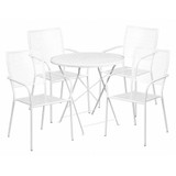 Flash Furniture White Fold Patio Set,30RD CO-30RDF-02CHR4-WH-GG
