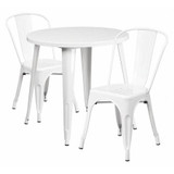 Flash Furniture White Metal Set,30RD CH-51090TH-2-18CAFE-WH-GG