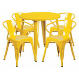 Flash Furniture Yellow Metal Set,30RD CH-51090TH-4-18ARM-YL-GG