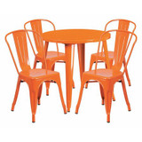 Flash Furniture Orange Metal Set,30RD CH-51090TH-4-18CAFE-OR-GG