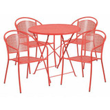 Flash Furniture Red Fold Patio Set,30RD CO-30RDF-03CHR4-RED-GG