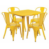 Flash Furniture Yellow Metal Table Set,31.5SQ ET-CT002-4-30-YL-GG