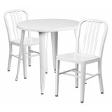 Flash Furniture White Metal Set,30RD CH-51090TH-2-18VRT-WH-GG