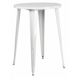 Flash Furniture White Metal Bar Table,30RD CH-51090-40-WH-GG