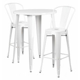 Flash Furniture White Metal Bar Set,30RD CH-51090BH-2-30CAFE-WH-GG