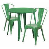 Flash Furniture Green Metal Set,30RD CH-51090TH-2-18CAFE-GN-GG