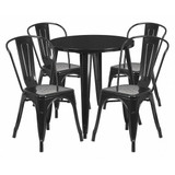 Flash Furniture Black Metal Set,30RD CH-51090TH-4-18CAFE-BK-GG