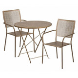 Flash Furniture Gold Fold Patio Set,30RD CO-30RDF-02CHR2-GD-GG