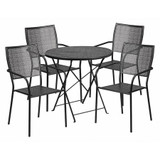 Flash Furniture Black Fold Patio Set,30RD CO-30RDF-02CHR4-BK-GG